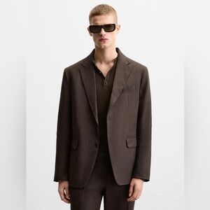Zara Men’s Wool Blend Blazer – Maroon – Size 40R / EUR 50